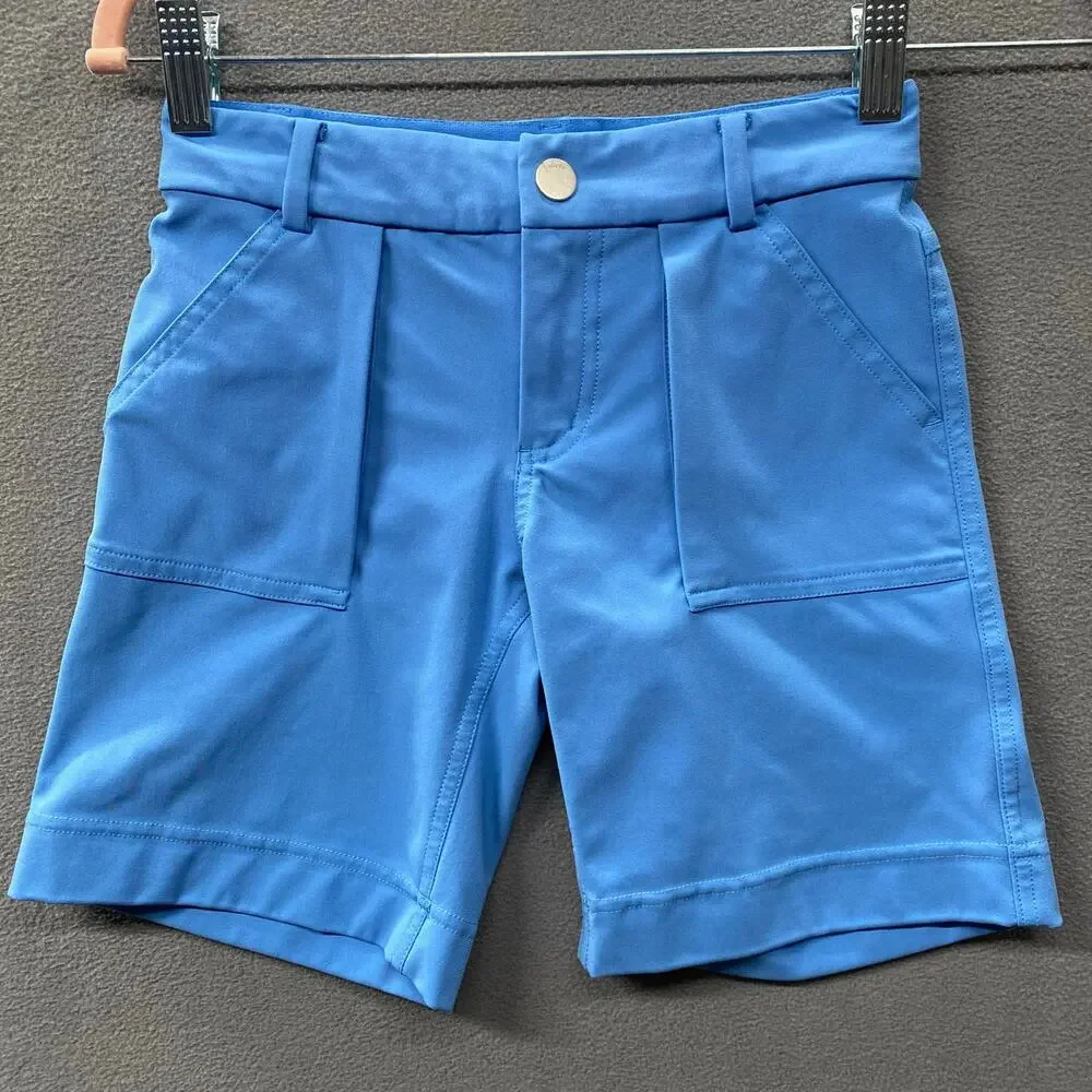 Ivivva Lululemon Girls Shorts 7 Blue Pockets Stretch Comfort Casual